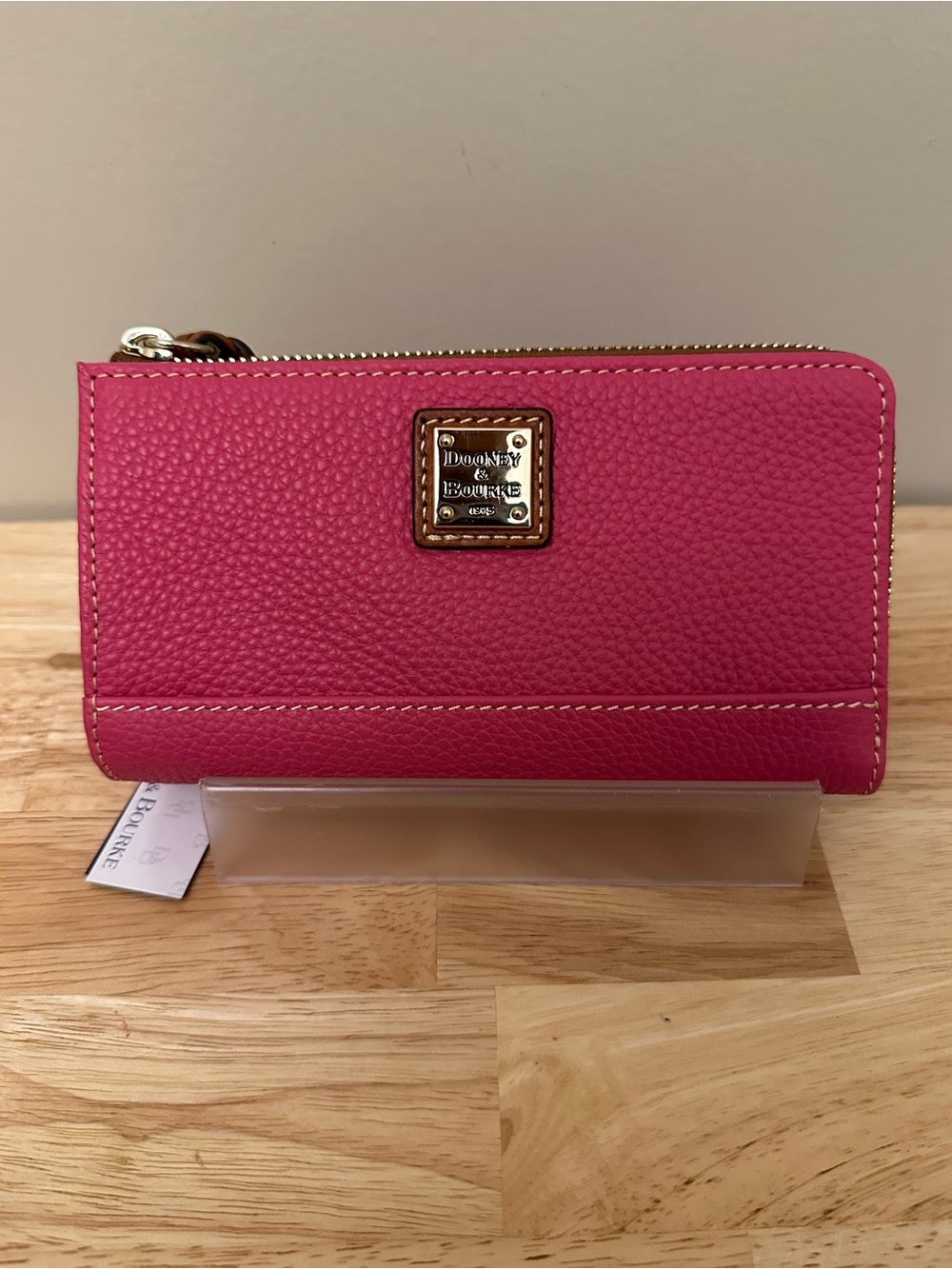 Dooney & Bourke Hot Pink Pebble Leather Zip Wallet